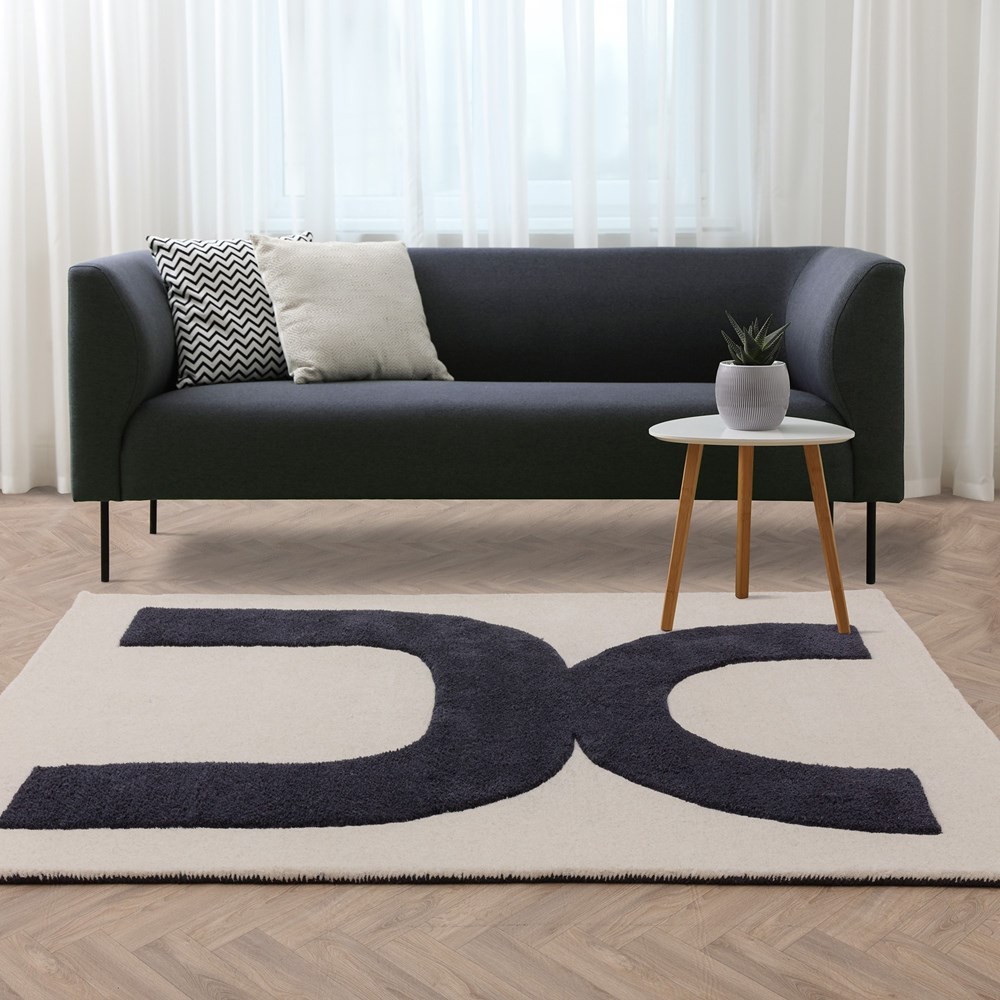 Canvas Balance 03 Modern Wool Abstract Rugs in Cream Black